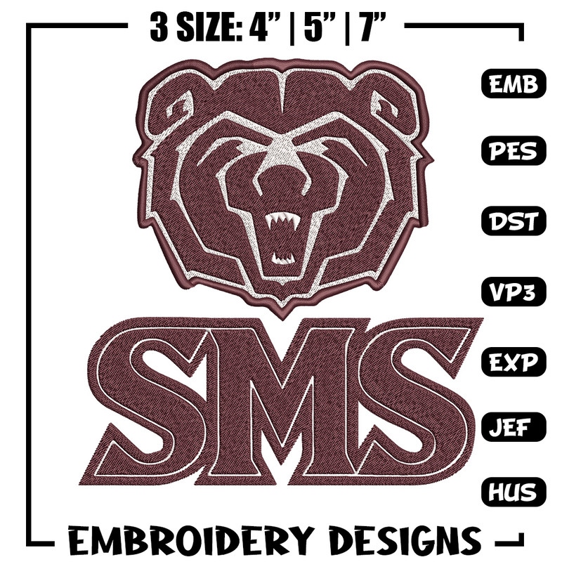 Missouri State logo embroidery design, College embroidery, Sport embroidery, logo sport embroidery, Embroidery design.jpg