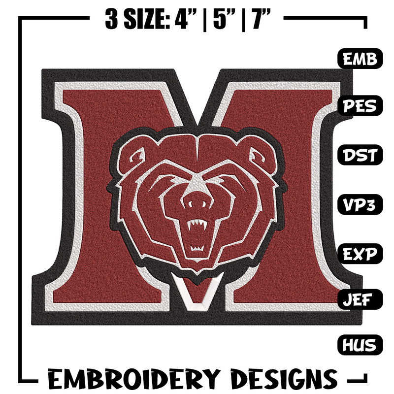 Missouri State logo embroidery design, MLB embroidery, Embroidery design, Logo sport embroidery, Sport embroidery.jpg
