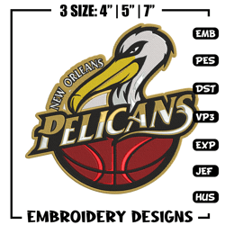 orleans pelicans design embroidery design, nba embroidery, sport embroidery, embroidery design, logo sport embroidery.