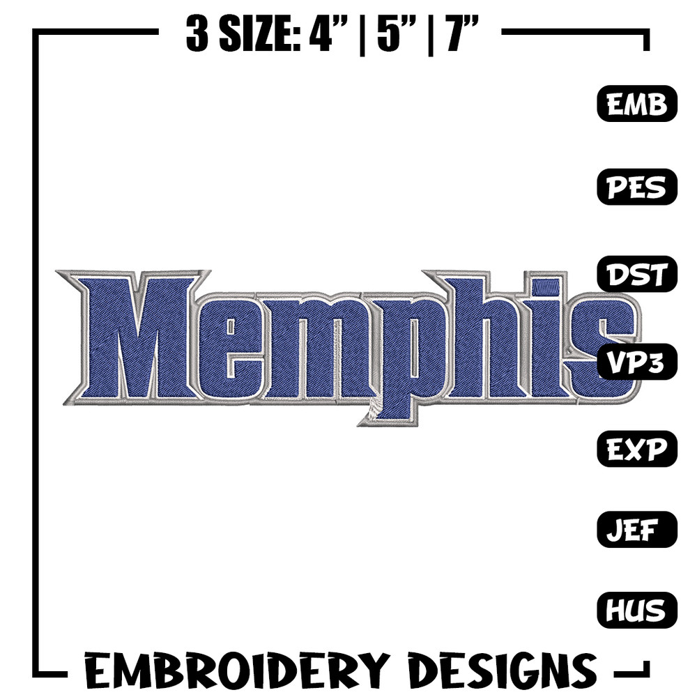 University of Memphis logo embroidery design, NCAA embroidery, Embroidery design,Logo sport embroidery,Sport embroidery.jpg