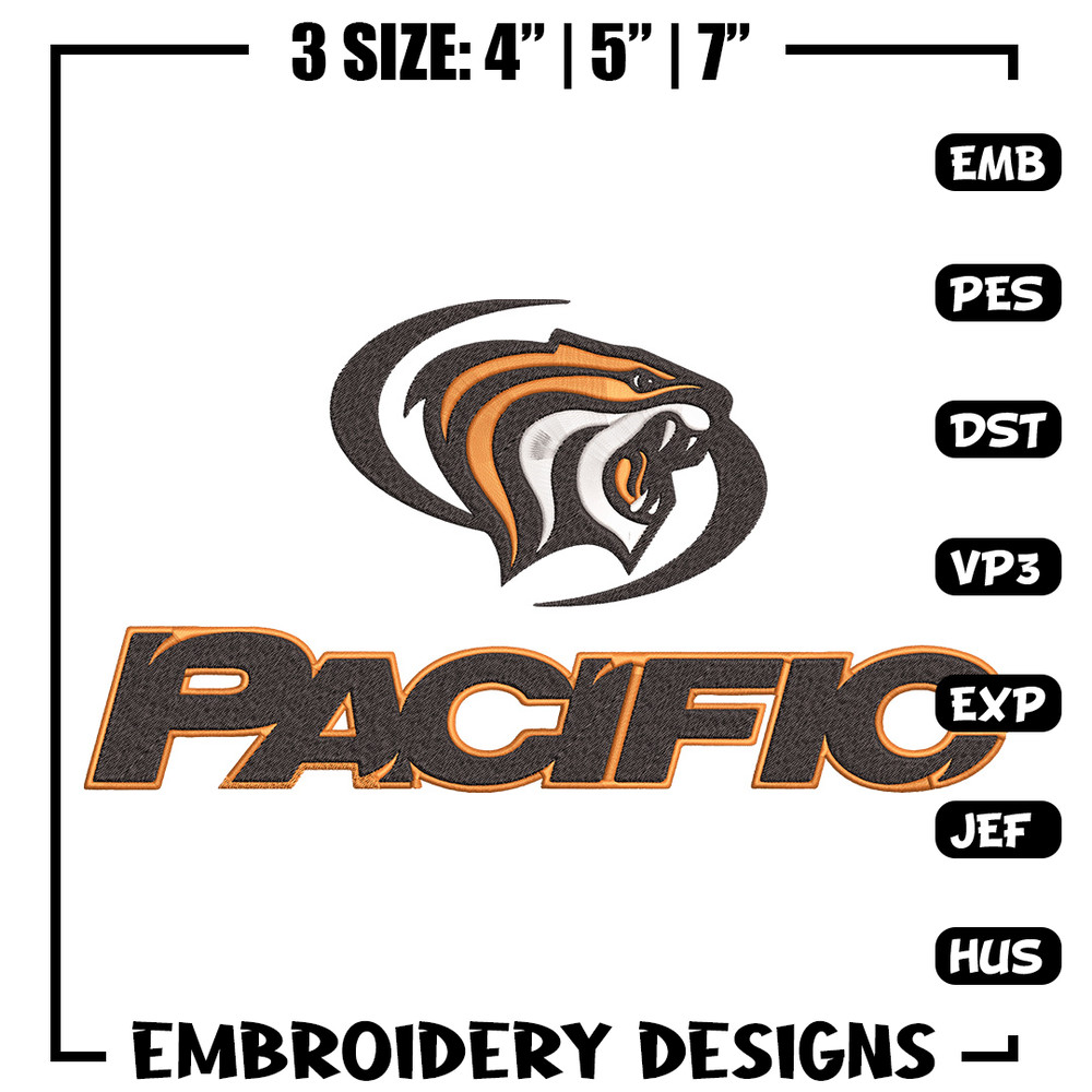 University of Pacific logo embroidery design, NCAA embroidery, Sport embroidery,logo sport embroidery,Embroidery design..jpg
