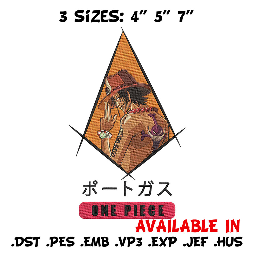 Ace poster Embroidery Design, One piece Embroidery, Embroidery File, Anime Embroidery, Anime shirt, Digital download..jpg
