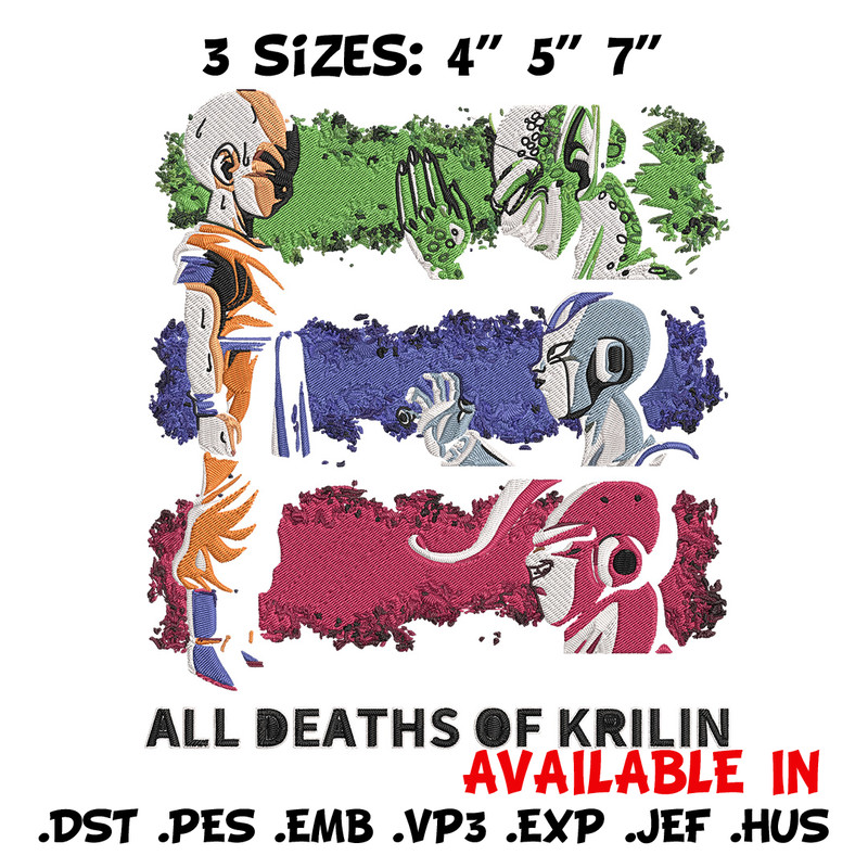 All deaths of krilin Embroidery Design, Dragonball Embroidery, Embroidery File, Anime Embroidery, Digital download.jpg