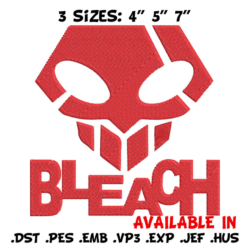 Bleach logo Embroidery Design, Bleach Embroidery, Embroidery File, Anime Embroidery, Anime shirt, Digital download.jpg