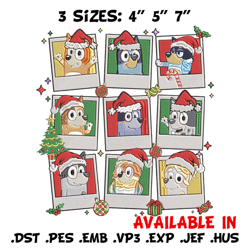 Bluey chrismas Embroidery Design, Bluey Embroidery, Embroidery File, Anime Embroidery, Anime shirt, Digital download.jpg