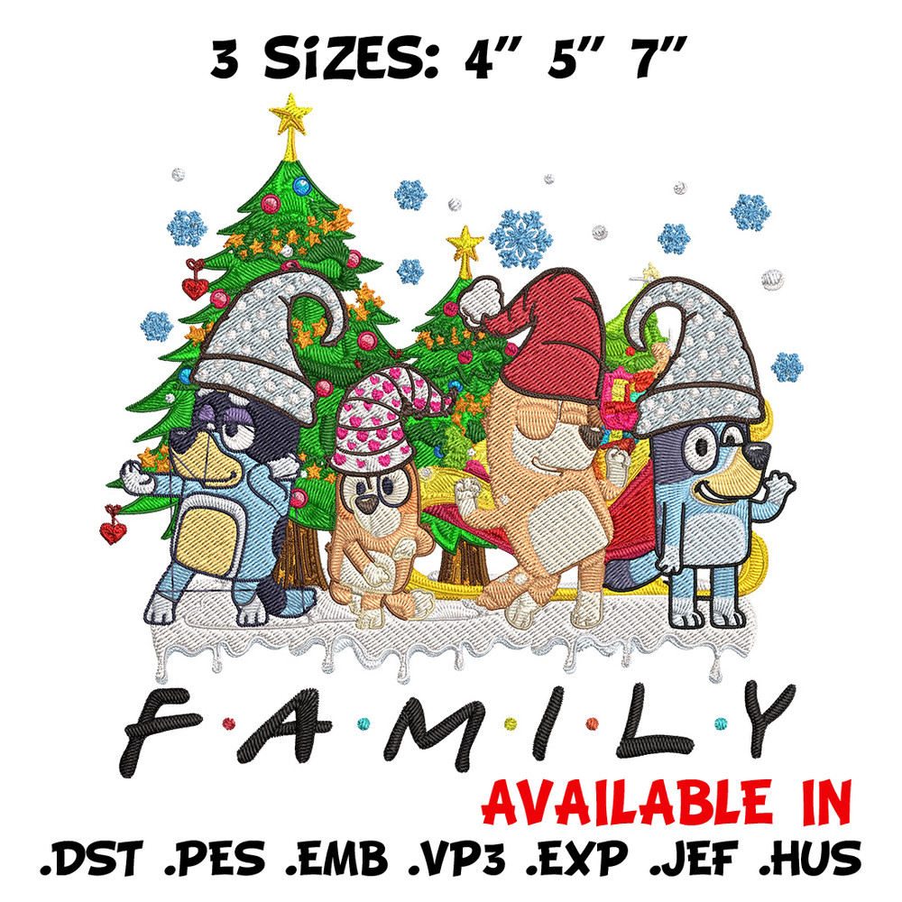 Bluey family Embroidery Design, Bluey Embroidery, Embroidery File, Chrismas Embroidery, Anime shirt, Digital download.jpg
