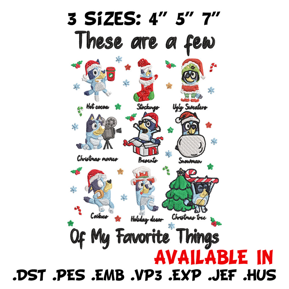 Bluey sticker Embroidery Design, Bluey Embroidery, Embroidery File, Chrismas Embroidery, Anime shirt, Digital download.jpg