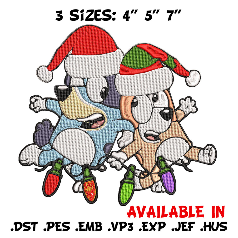 Bluey x Bingo Embroidery Design, Bluey Embroidery, Embroidery File, Chrismas Embroidery, Anime shirt, Digital download..jpg