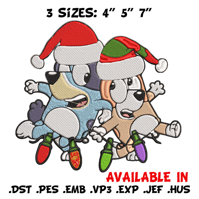 Bluey x Bingo Embroidery Design, Bluey Embroidery, Embroidery File, Chrismas Embroidery, Anime shirt, Digital download..jpg