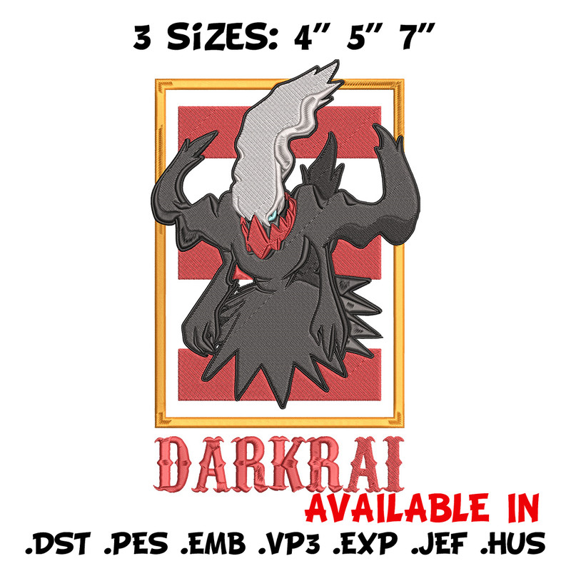 Darkrai poster Embroidery Design, Pokemon Embroidery, Embroidery File, Anime Embroidery, Anime shirt, Digital download.jpg
