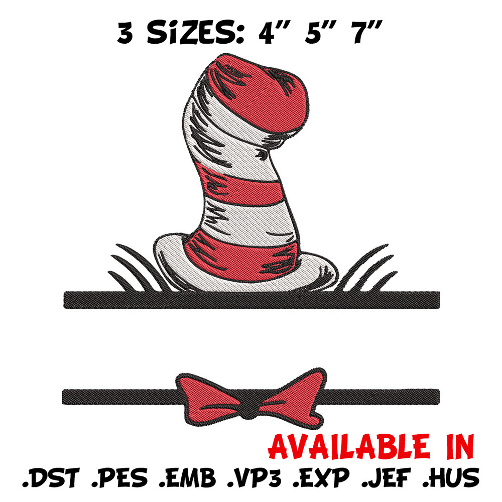 Dr seuss hat Embroidery Design, Cat In The Hat Embroidery, Embroidery File, logo shirt, Digital download..jpg