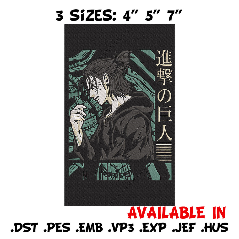 Eren poster Embroidery Design, Aot Embroidery, Embroidery File, Anime Embroidery, Anime shirt, Digital download.jpg