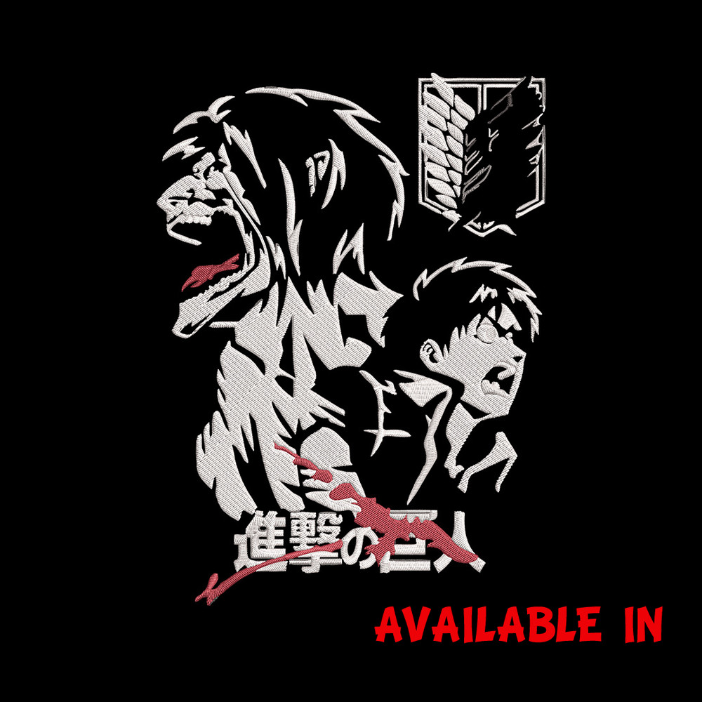 Eren poster Embroidery Design, Aot Embroidery, Embroidery File, Anime Embroidery, Anime shirt,Digital download..jpg