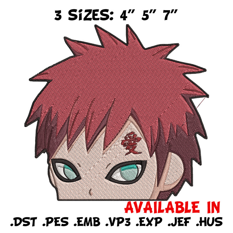 Gaara Peeker Embroidery Design, Naruto Embroidery, Embroidery File, Anime Embroidery,Anime shirt, Digital download.jpg