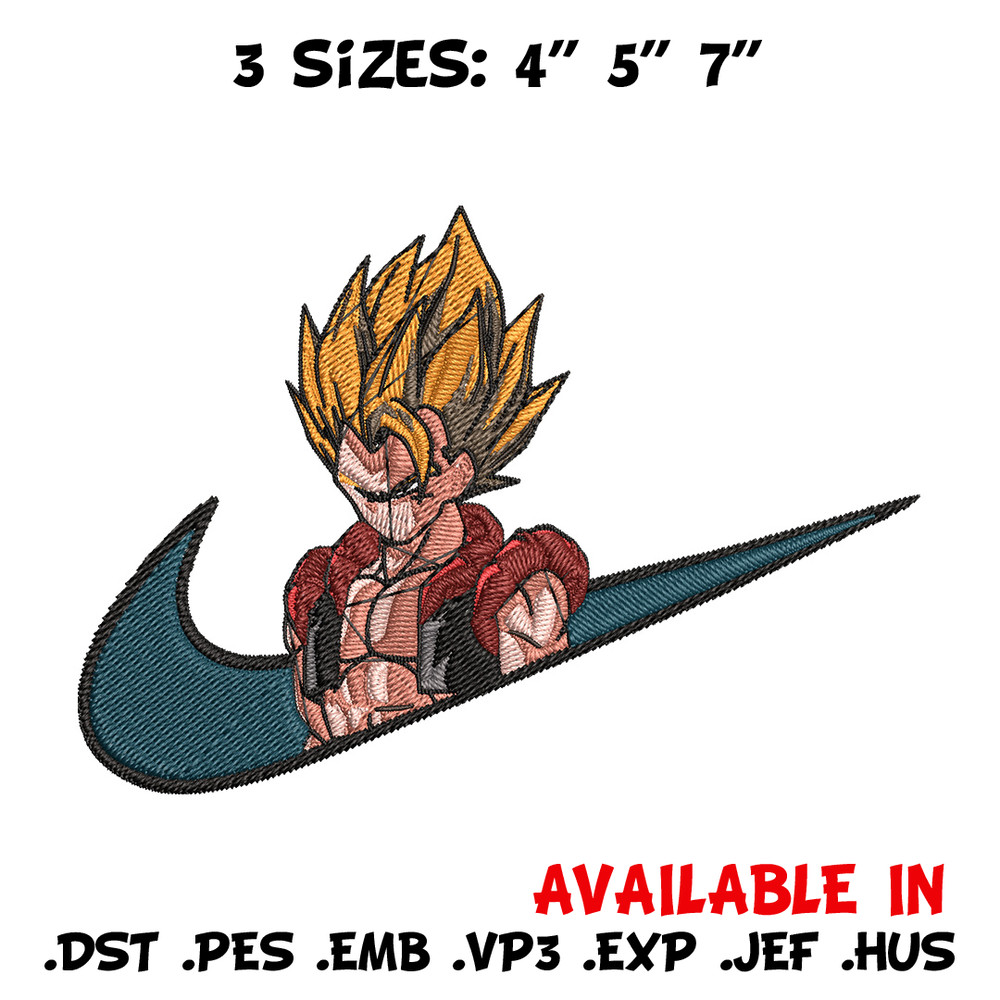 Gogeta x nike Embroidery Design, Dragonball Embroidery, Embroidery File, Nike Embroidery, Anime shirt, Digital download.jpg