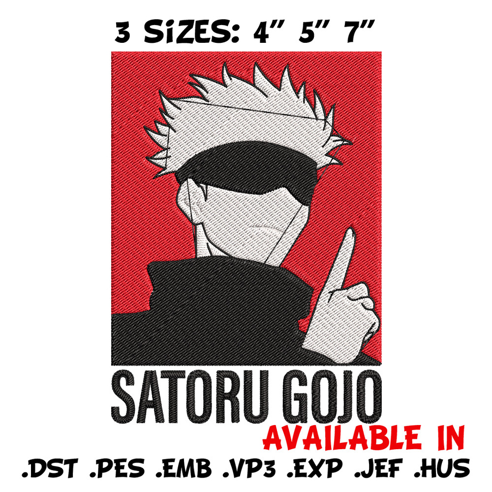 Gojo poster Embroidery Design, Jujutsu Embroidery, Embroidery File, Anime Embroidery,Anime shirt, Digital download.jpg