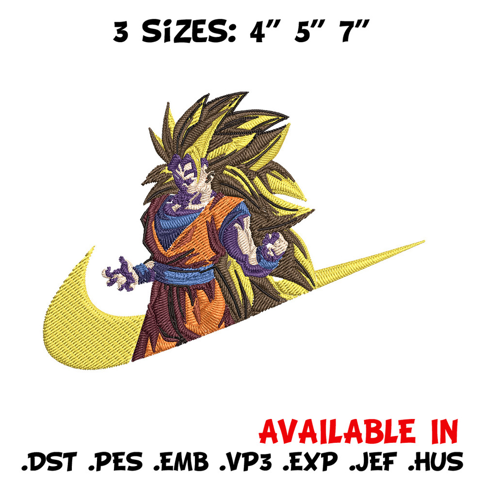 Goku ssj 3 Embroidery Design, Dragonball Embroidery, Embroidery File, Nike Embroidery, Anime shirt, Digital download.jpg