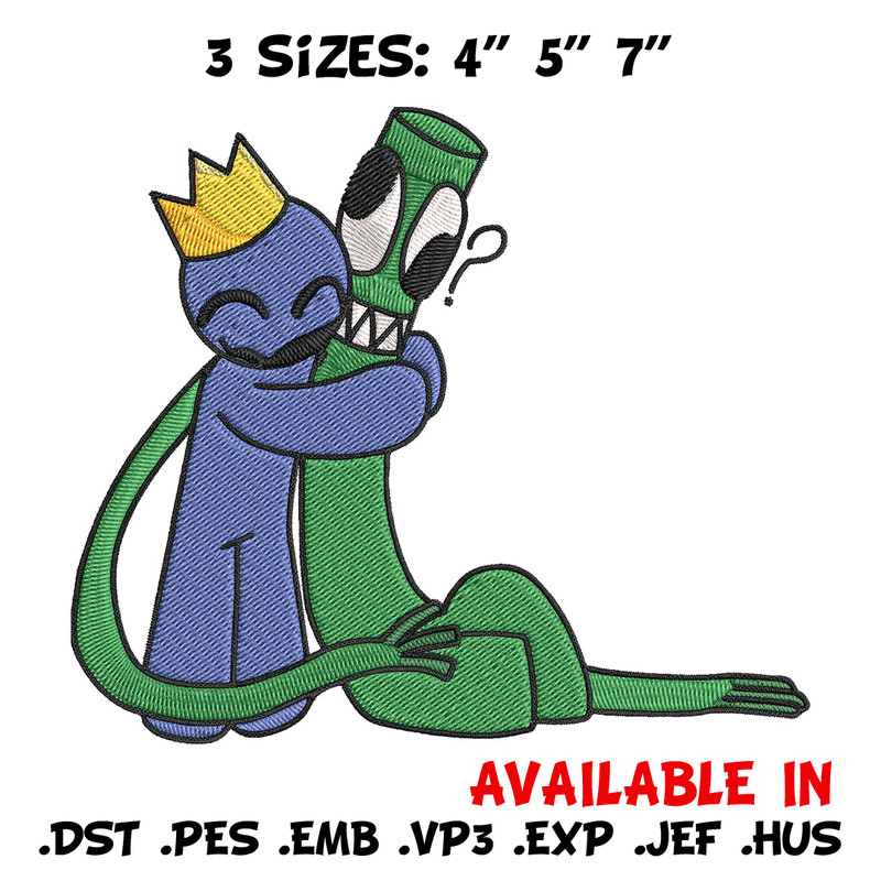 Green x blue Rainbow Embroidery Design, Rainbow Friends Embroidery, Embroidery File, Anime Embroidery, Digital download.jpg