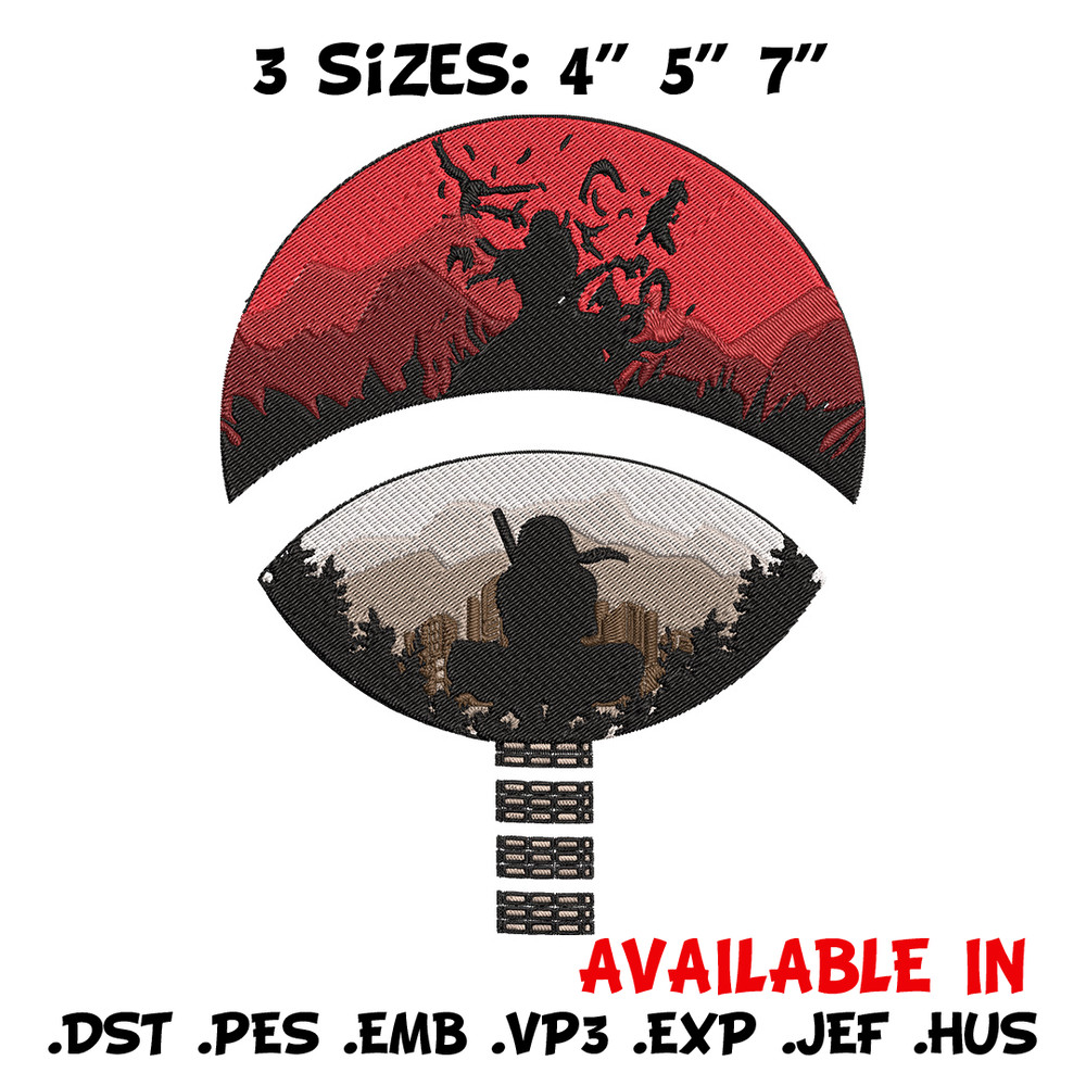 Itachi red moon Embroidery Design, Naruto Embroidery, Embroidery File, Anime Embroidery, Anime shirt, Digital download..jpg