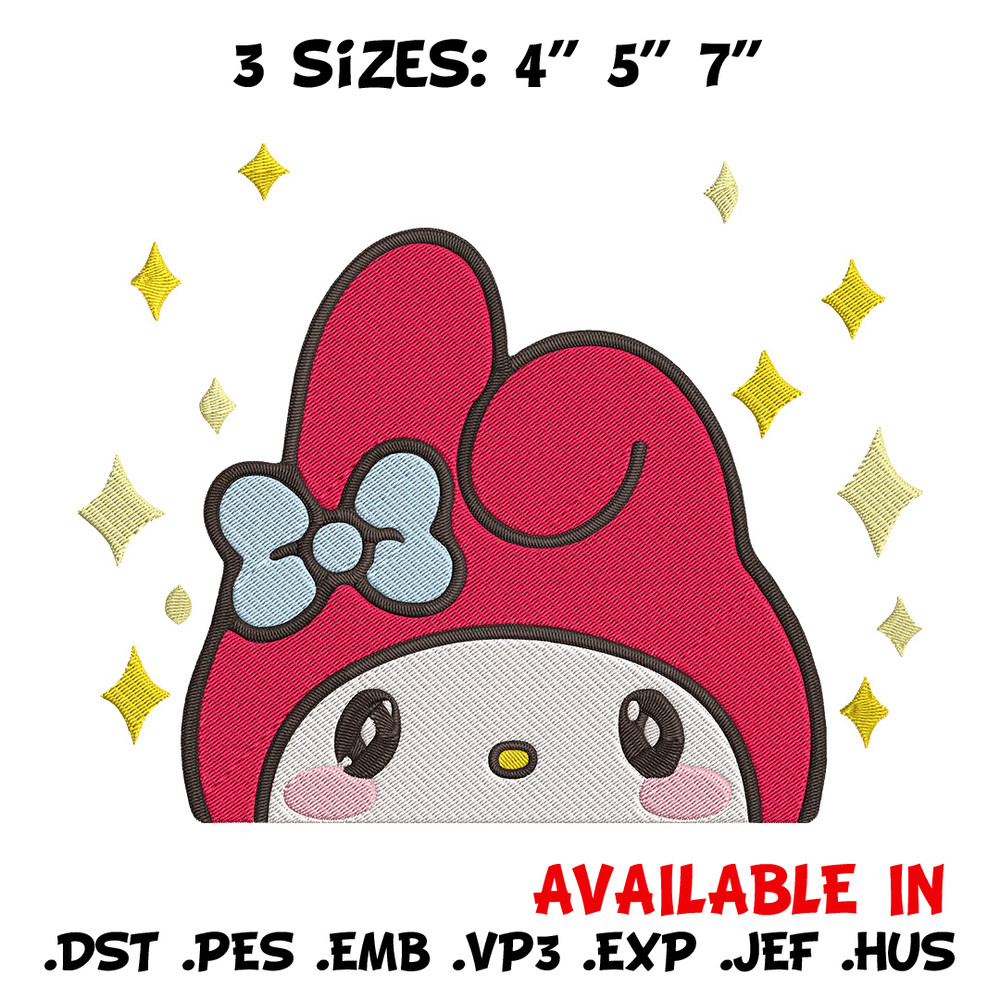 My Melody Peek Embroidery Design, Hello kitty Embroidery, Embroidery File, Anime Embroidery,Anime shirt,Digital download.jpg