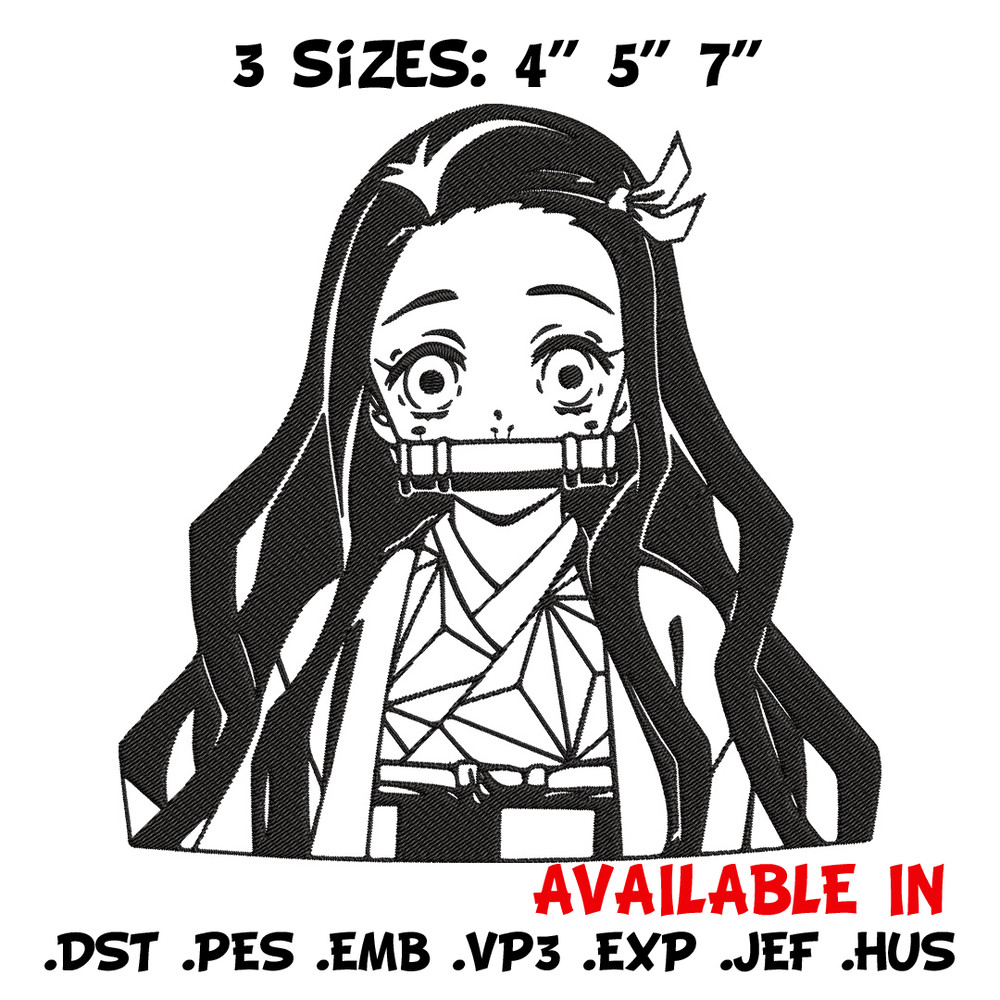 Nezuko Kamado Embroidery Design,Demon slayer Embroidery,Embroidery File,Anime Embroidery,Anime shirt, Digital download.jpg
