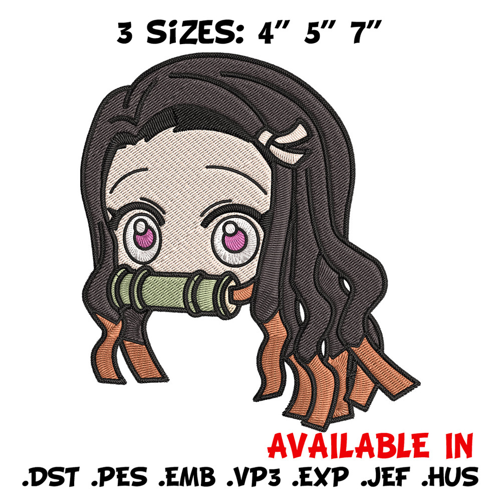 Nezuko sticker Embroidery Design, Demon slayer Embroidery, Embroidery File, Anime Embroidery, Digital download.jpg