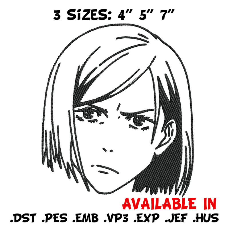 Nobara face Embroidery Design, Jujutsu Embroidery, Embroidery File, Anime Embroidery, Anime shirt, Digital download.jpg