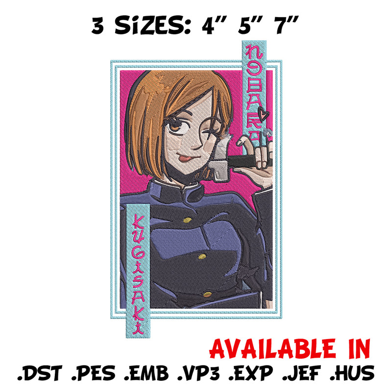 Nobara poster Embroidery Design, Jujutsu Embroidery, Embroidery File, Anime Embroidery, Anime shirt,Digital download.jpg