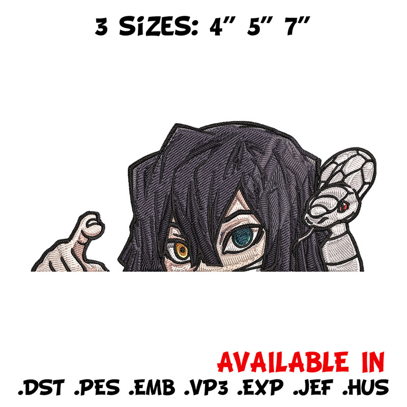 Obanai Peeker Embroidery Design, Demon slayer Embroidery, Embroidery File, Anime Embroidery, Digital download.jpg