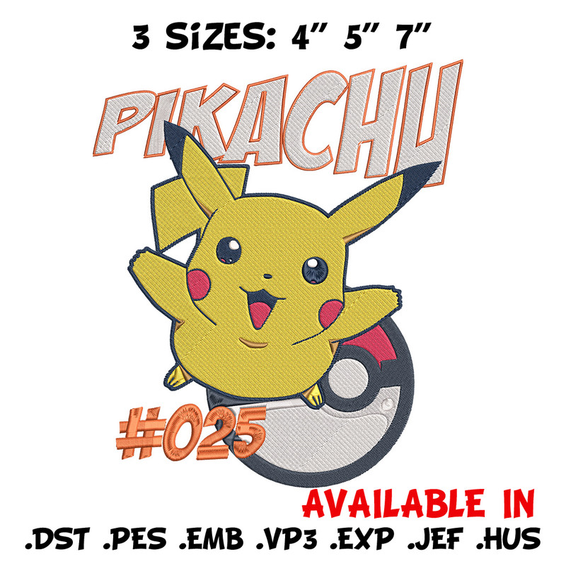 Pikachu cute Embroidery Design, Pokemon Embroidery, Embroidery File, Anime Embroidery, Anime shirt, Digital download (2).jpg