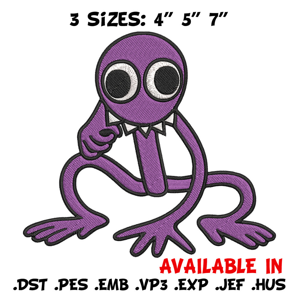 Purple Rainbow Embroidery Design, Rainbow Friends Embroidery, Embroidery File, Anime Embroidery, Digital download.jpg