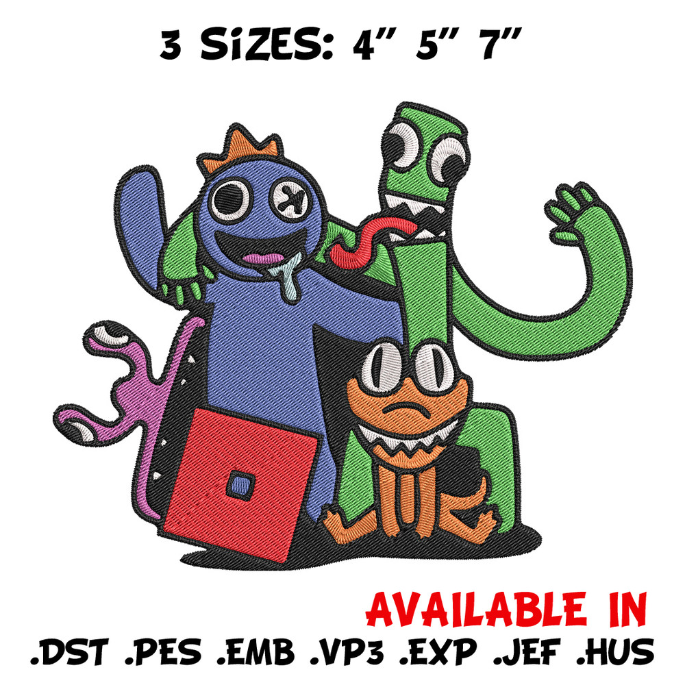 Rainbow friends Embroidery Design, Rainbow Friends Embroidery, Embroidery File, Anime Embroidery, Digital download.jpg