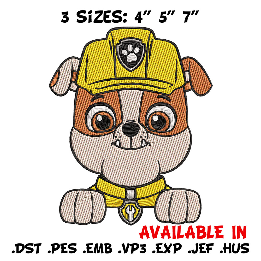 Rubble dog Embroidery Design, Paw patrol Embroidery, Embroidery File, Anime Embroidery, Anime shirt, Digital download..jpg