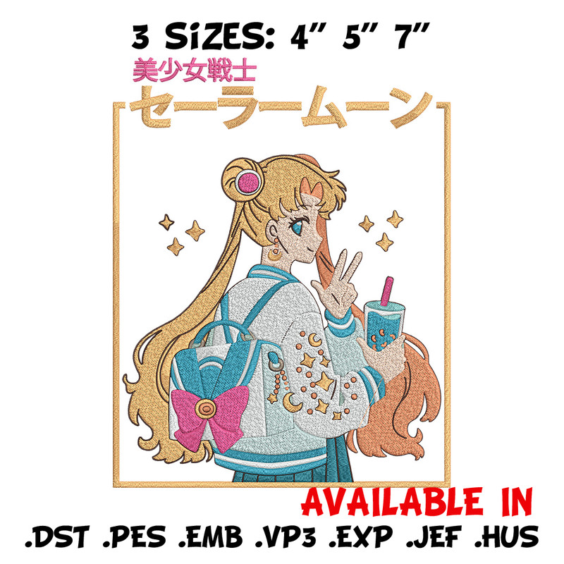Sailor Moon Embroidery Design, Sailor Moon Embroidery, Embroidery File, Anime Embroidery, Anime shirt, Digital download.jpg