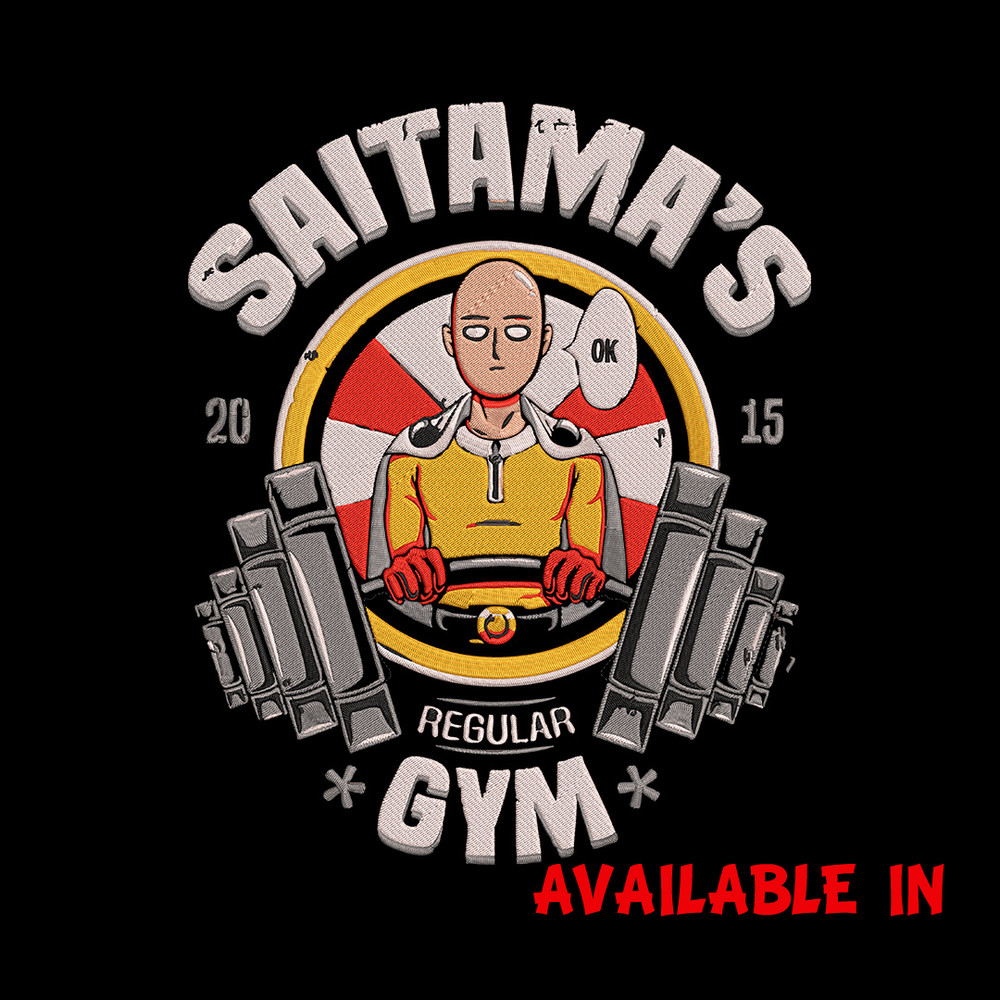 Saitama gym Embroidery Design, One punch man Embroidery, Embroidery File, Anime Embroidery,Anime shirt, Digital download.jpg