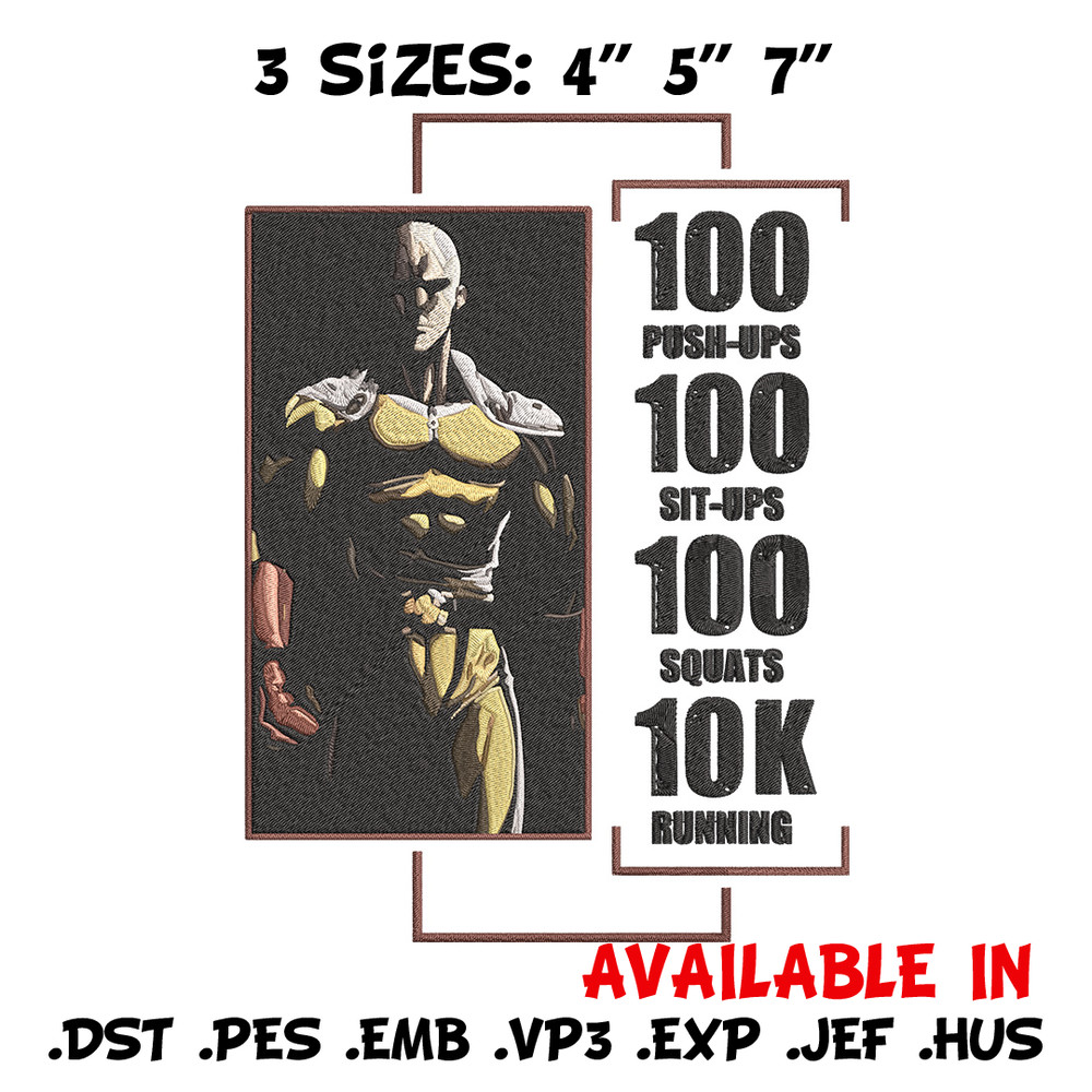 Saitama poster Embroidery Design, One punch man Embroidery,Embroidery File,Anime Embroidery,Anime shirt,Digital download.jpg