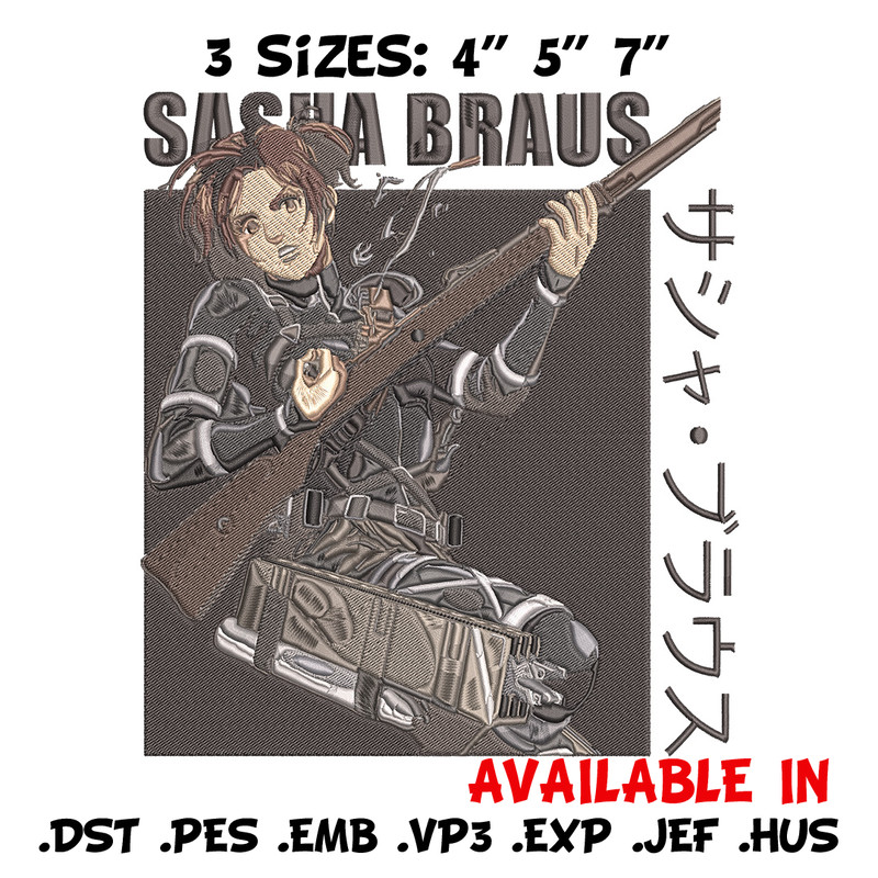 Sasha Blouse Embroidery Design, Aot Embroidery, Embroidery File, Anime Embroidery, Anime shirt, Digital download.jpg