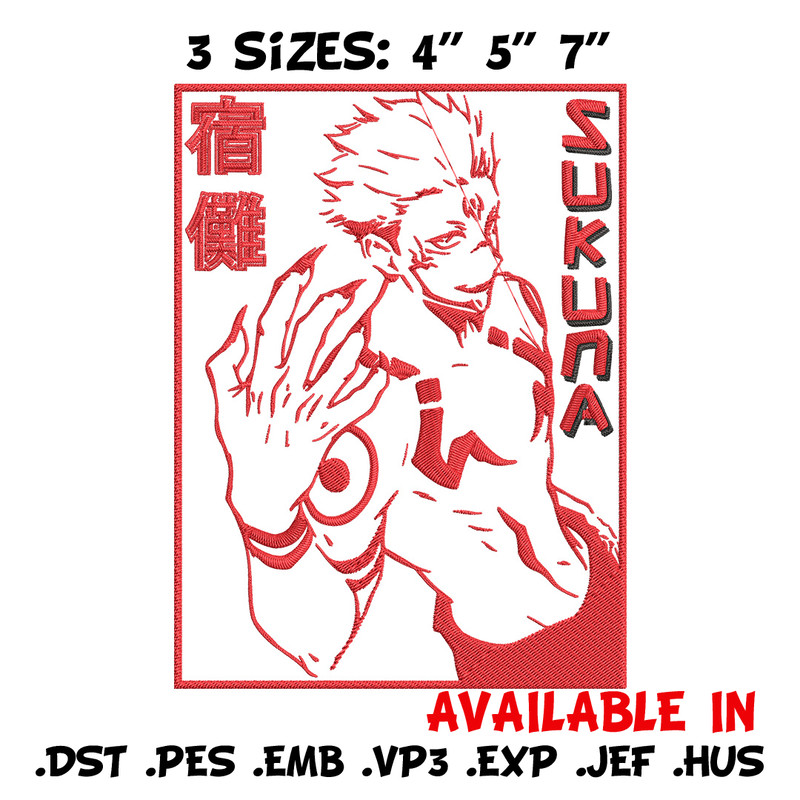 Sukuna poster Embroidery Design, Jujutsu Embroidery, Embroidery File, Anime Embroidery, Anime shirt, Digital download..jpg