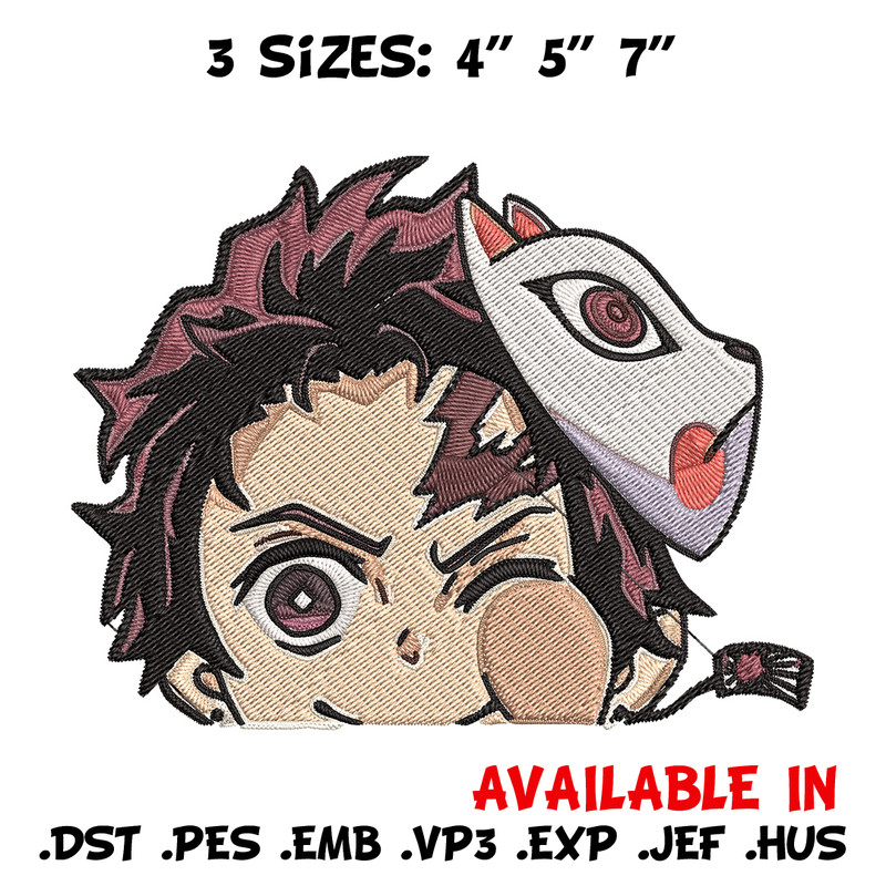 Tanjiro Peeker Embroidery Design, Demon slayer Embroidery, Embroidery File, Anime Embroidery, Digital download..jpg