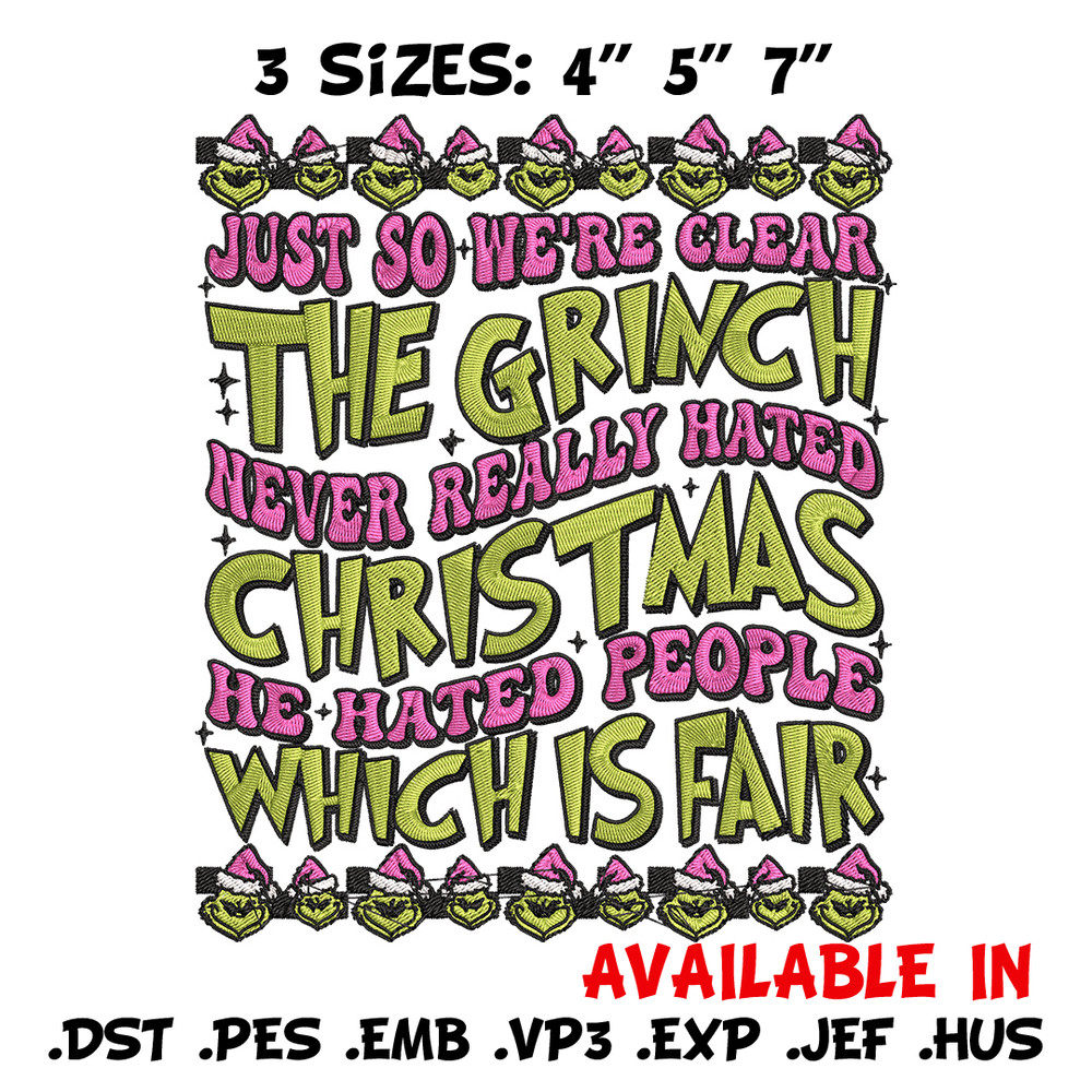 The grinch Embroidery Design, Grinch Embroidery, Embroidery File, Chrismas Embroidery, Anime shirt, Digital download.jpg