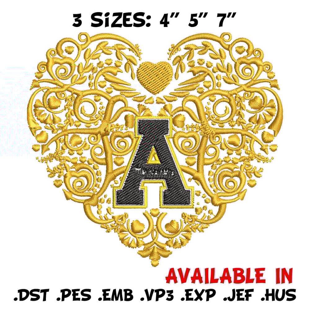 Appalachian State heart embroidery design, Sport embroidery, logo sport embroidery, Embroidery design,NCAA embroidery.jpg