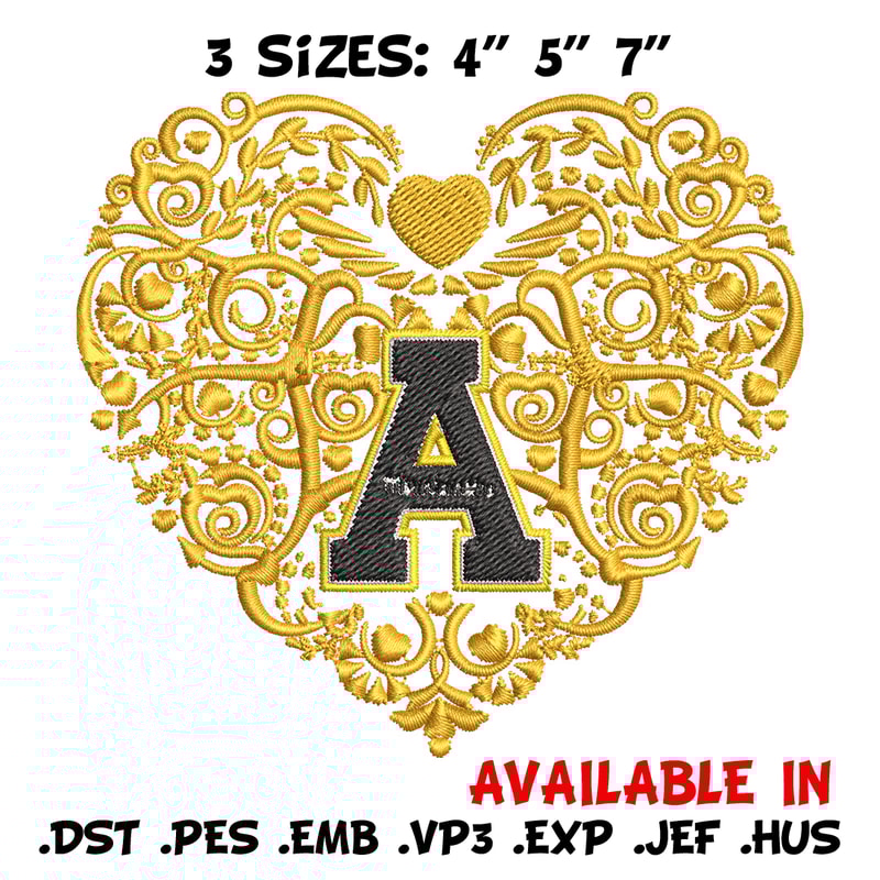 Appalachian State heart embroidery design, Sport embroidery, logo sport embroidery, Embroidery design,NCAA embroidery.jpg