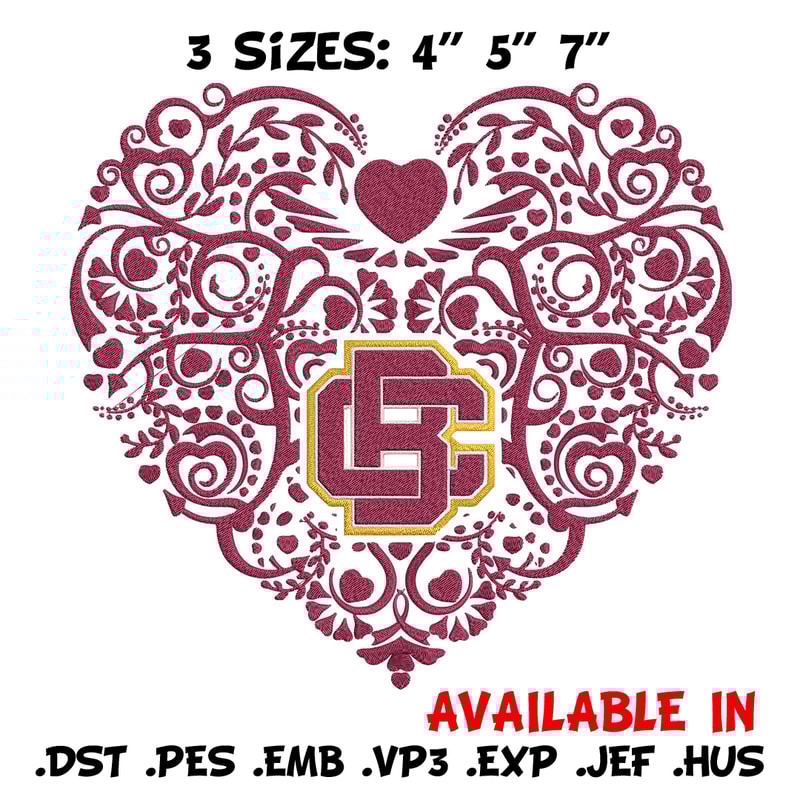 Bethune Cookman heart embroidery design, NCAA embroidery, Embroidery design, Logo sport embroidery,Sport embroidery.jpg