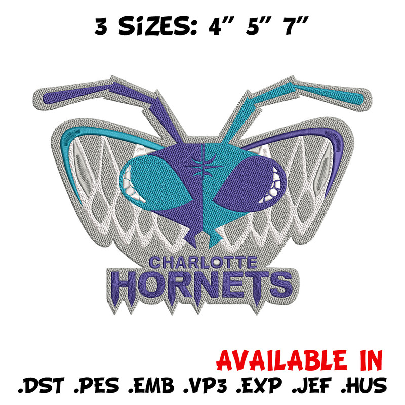 Charlotte Hornets Logo embroidery design, NBA embroidery, Sport embroidery, Embroidery design, Logo sport embroidery.jpg
