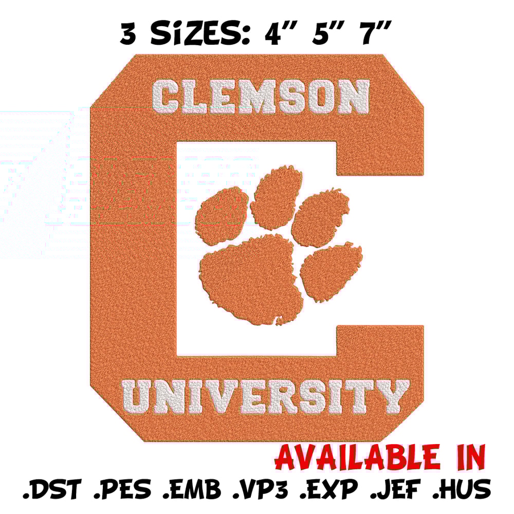 Clemson University logo embroidery design,NCAA embroidery,Sport embroidery,logo sport embroidery,Embroidery design.jpg