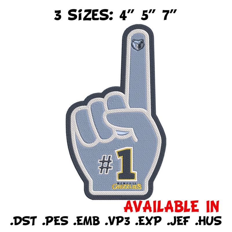 Memphis Grizzlies no 1 embroidery design,NBA embroidery,Sport embroidery,Embroidery design, Logo sport embroidery..jpg