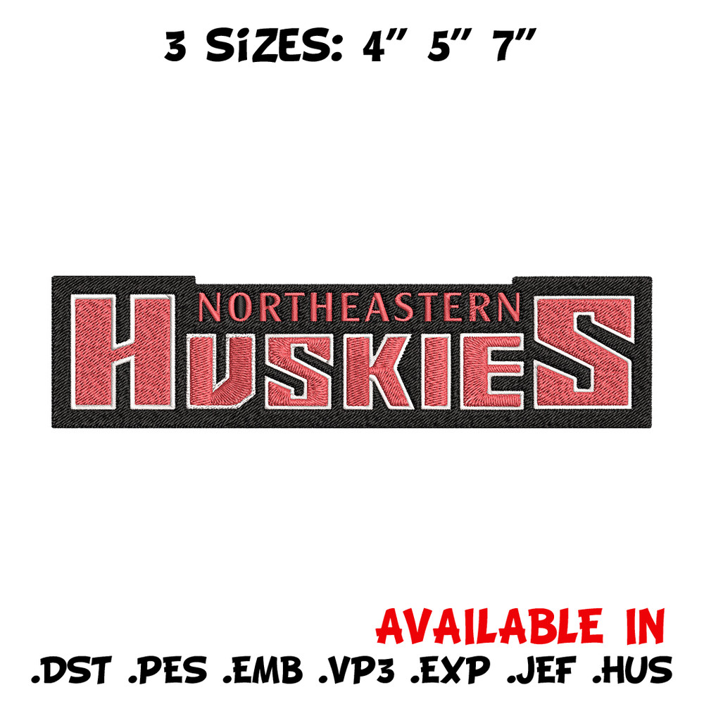 Northeastern Huskies logo embroidery design,NCAA embroidery,Sport embroidery, Logo sport embroidery, Embroidery design.jpg