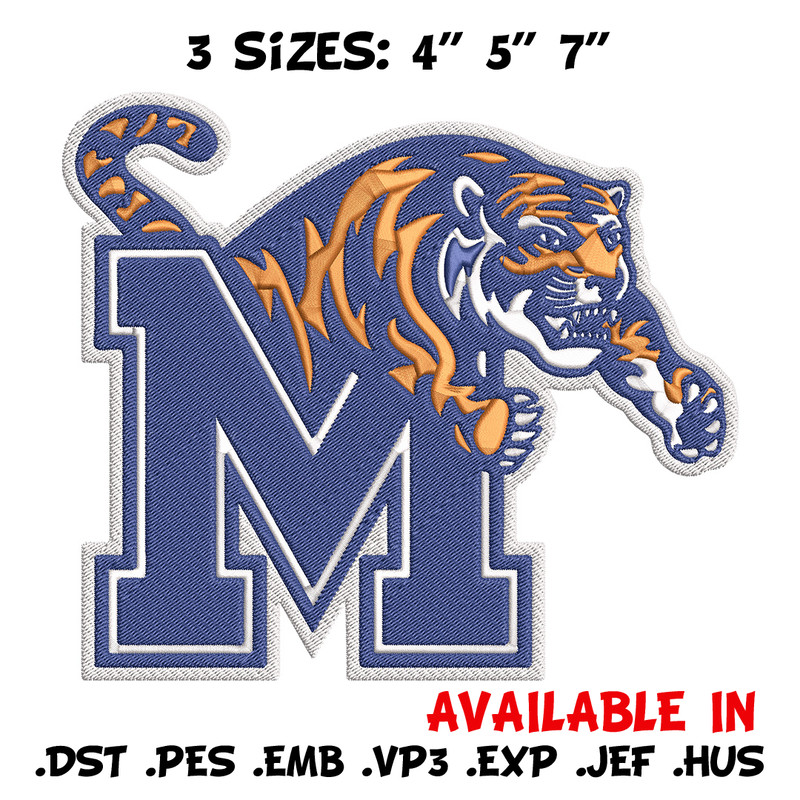University of Memphis logo embroidery design, NCAA embroidery, Sport embroidery,Logo sport embroidery,Embroidery design.jpg