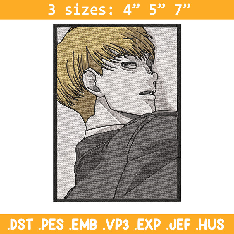 Armin poster Embroidery Design, Aot Embroidery, Embroidery File, Anime Embroidery, Anime shirt, Digital download.jpg