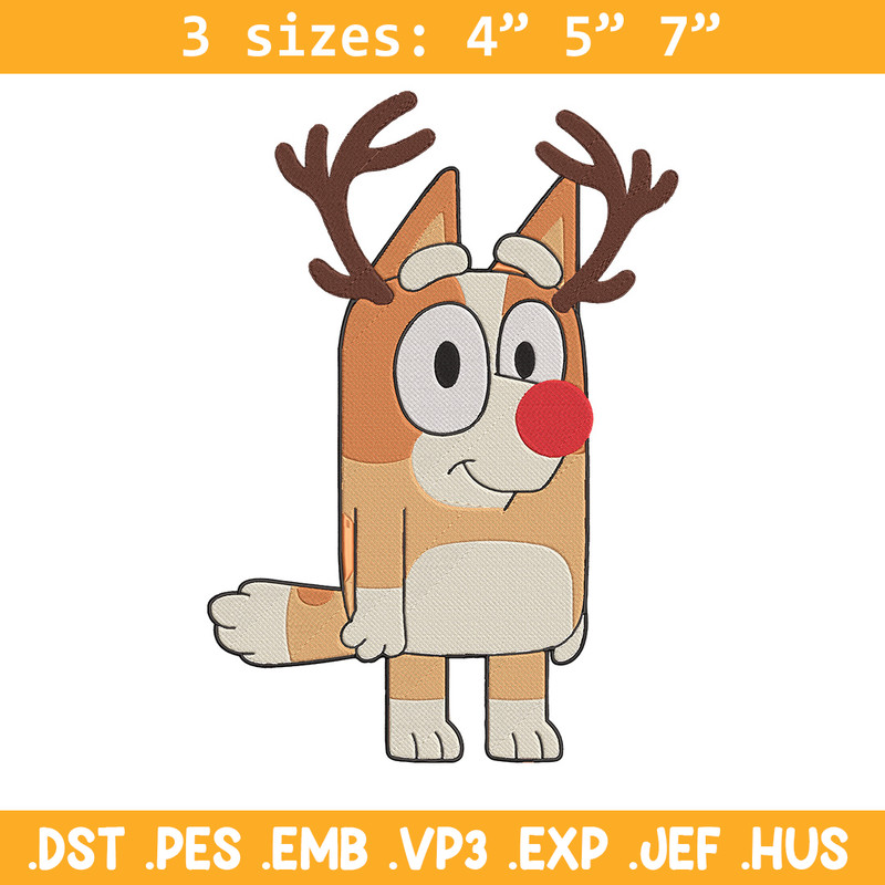 Bingo reineer Embroidery Design, Bluey Embroidery, Embroidery File, Chrismas Embroidery, Anime shirt, Digital download.jpg